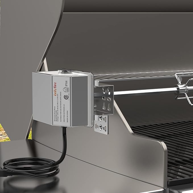 onlyfire Universal Grill Replacement Rotisserie Kit - 45'' & 53'' X 1/2'' Hexagon Spit Rod, Stainless Steel Electric Motor