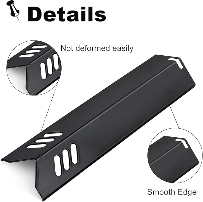 Grill Heat Plates Shield for Revoace Gas Grill GBC1690W GBC1705WV GBC1706W GBC1793W, Backyard Grill BY14-101-001-05 BY16-101-002-06, Uniflame Grill GBC1030WRS GBC1134W Porcelain Burner Covers