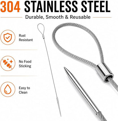 Flexible BBQ Skewers, 29 Inch 304 Stainless Steel Cable, 8 Pack for Grills | Reusable Kabob Skewers Hold Meat and Veggies for Grilling; Ideal for Backyard BBQs, Camping, Picnics, Tailgating and Parties