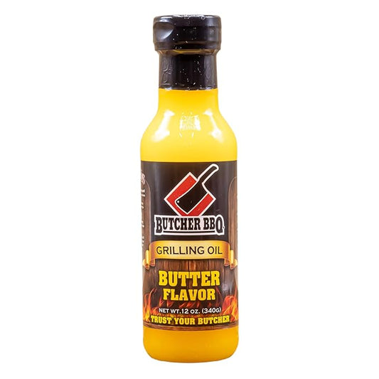 Butcher BBQ Grilling Oil Butter | 12 Oz | World Championship Winning Formula | Turkey Injector Marinade Flavors | Cooking Oil Grilling Accessories | Smoking Meat Accessories | BBQ Accessories