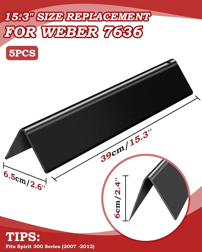 7636 Flavorizer Bars 15.3" for Weber Spirit Grill Accessories 300 Series, Spirit E310 E320 S310 S320 Grill with Front Control, Spirit 2 E310 Heat Plates Replacement for Weber Grill Part 67046