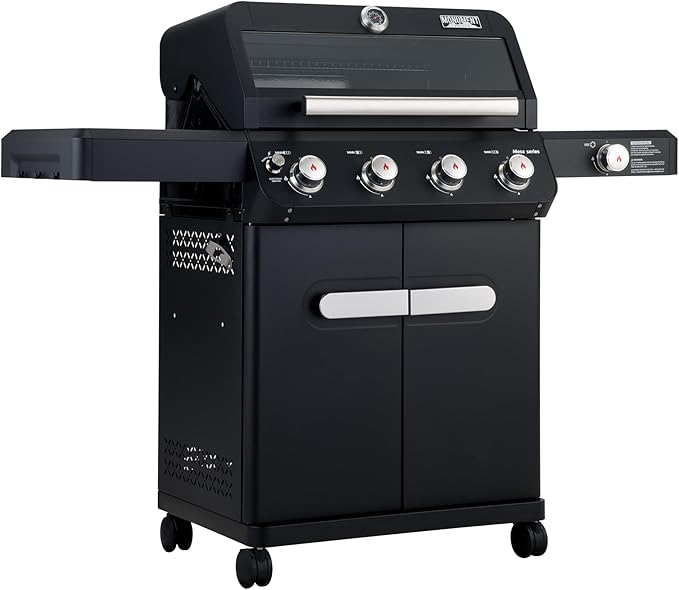 Monument Grills Mesa Series, 4+1 Outdoor Barbecue Stainless Steel 4 Burners & 1 Side Burner Propane Gas Grill, 52,000 BTU Patio Garden Barbecue Grill with Knob Controls, Mesa425, Black