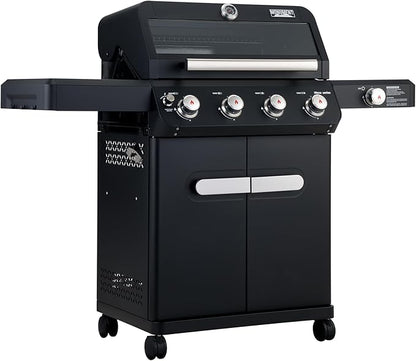 Monument Grills Mesa Series, 4+1 Outdoor Barbecue Stainless Steel 4 Burners & 1 Side Burner Propane Gas Grill, 52,000 BTU Patio Garden Barbecue Grill with Knob Controls, Mesa425, Black