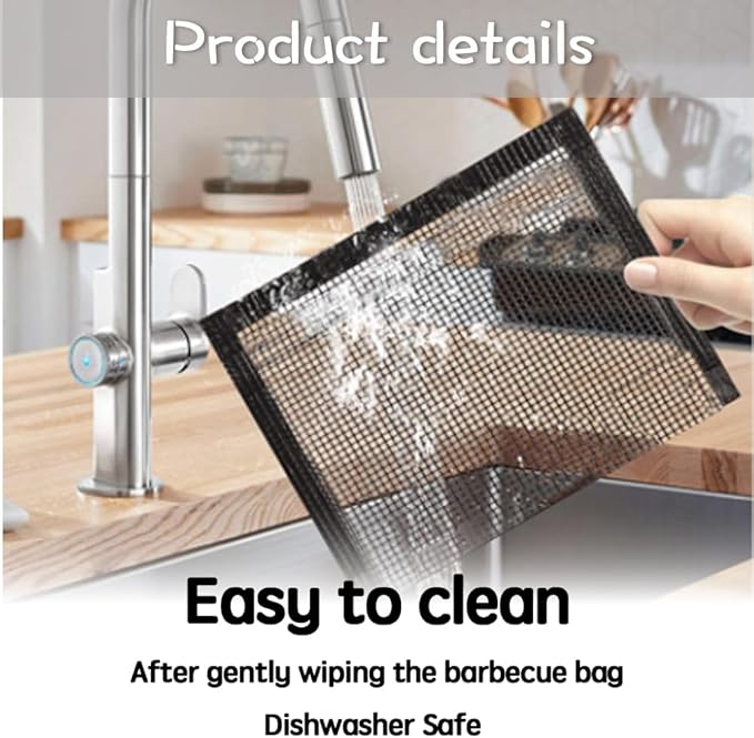 AOOCAN Grill mesh mat - Set of 5 Non Stick BBQ Grill mats, Heavy Duty, Reusable Grilling mats, Easy to Clean - Works on Gas, Charcoal, Pellet Grill - 15.75 x 13 in, Black