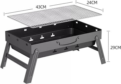 BBQ Barbecue Grill, Portable BBQ Folding Charcoal Barbecue Grill, with Baking Net, for Outdoor Backyard Cooking Camping Hiking, Picnics Trip,43x29x23cm