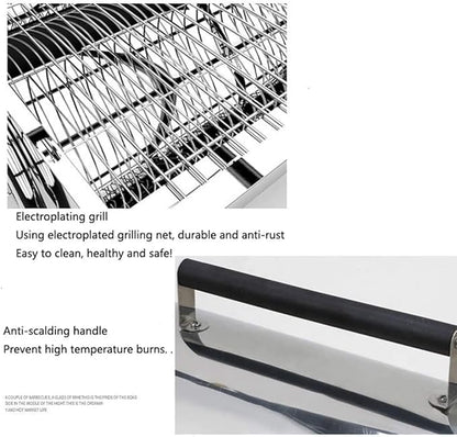 Camping Barbecue Grill Stainless Steel Foldable BBQ Grill with Handle Lightweight Charcoal Grill Stove for Camping Picnic Outdoor Barbecue Charcoal Grill