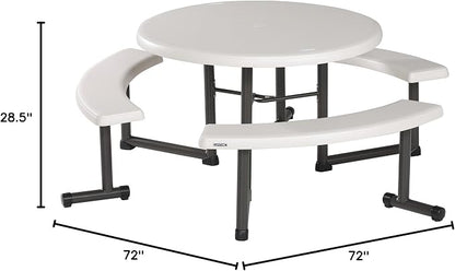 Lifetime Picnic Table 22127 44-inch Round Top Swivel Benches Almond Color Top