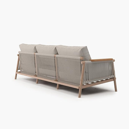 Acanva Modern All-Weather Aluminum Outdoor Patio Sofa with Thick Cushions, Olefin Fabric Sunroom Backyard Furniture, Couch Light Khaki