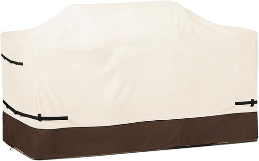 Bitubi 86 Inch Island Grill Cover - 600D Heavy Duty Waterproof All Weather Protection Extra Large Grill Cover,Beige & Brown
