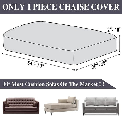 LA MEACK Chaise Couch Cushion Cover Washable Separate Seat Stretch Sectional Sofa Slipcover (1 Piece for Chaise or Sofa 3-Seater, Dark Grey)