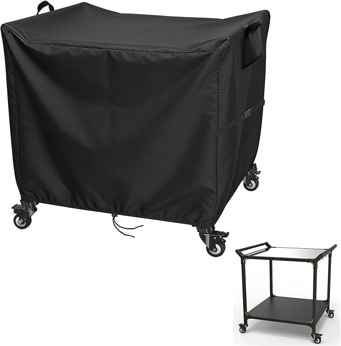 Outdoor Dining Grill Cart Cover - 33" D x 33" W x 37" H, 600D Grill Cart Cover for Nuuk, Heavy Duty Waterproof BBQ Food Prep Table Covers, Black