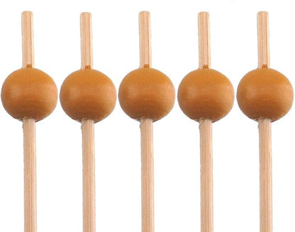 BambooMN Decorative Ball End Cocktail Fruit Sandwich Picks Skewers for Catered Events, Holiday's, Restaurants or Buffets Party Supplies - 5.9" Mustard Yellow, 100 Pcs