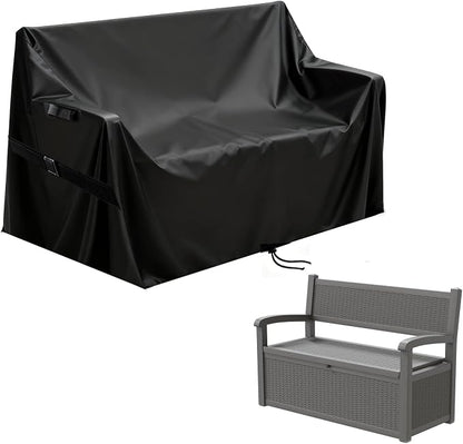 Deck Box Cover for GULAIMOAO 80 Gallon Outdoor Storage Box | Waterproof Resin Storage Box Bin Covers Patio Furniture Side Table Cover- 52 ''L x 23''W x 35 ''H