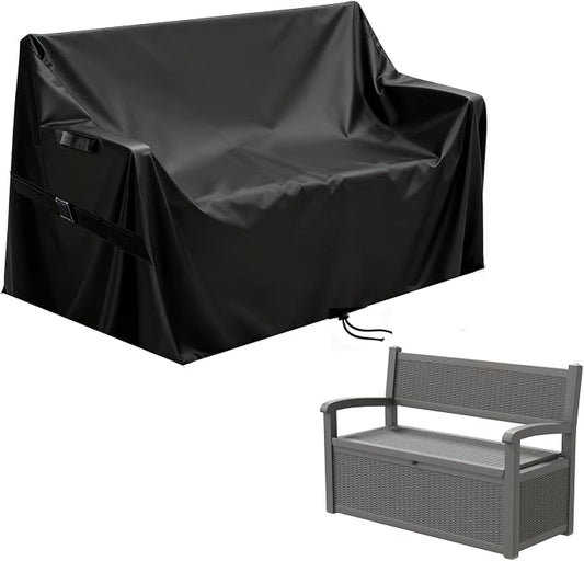 Deck Box Cover for GULAIMOAO 80 Gallon Outdoor Storage Box | Waterproof Resin Storage Box Bin Covers Patio Furniture Side Table Cover- 52 ''L x 23''W x 35 ''H