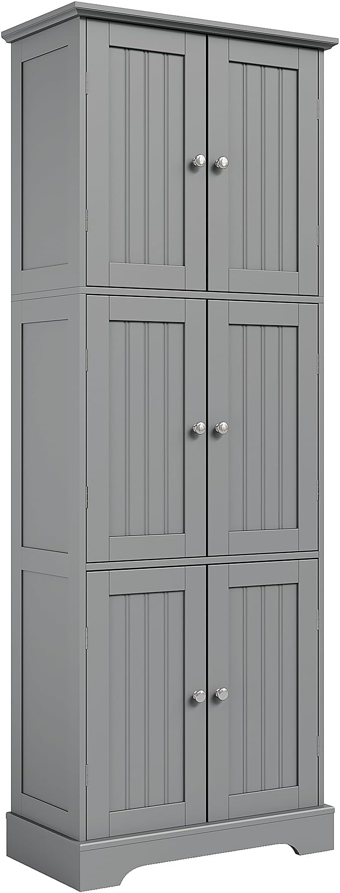 ChooChoo 63.2" Tall Bathroom Storage Cabinet with 6 Doors | Freestanding Floor Cabinet, Adjustable Shelves, Pantry Cabinet for Bathroom, Kitchen, Laundry Room, Grey