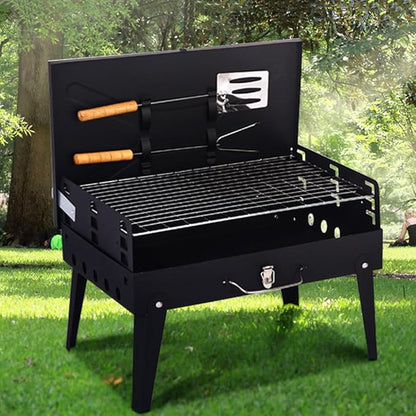 Folding Portable Barbecue Charcoal Grill, Easy to Assembly & Clean, for Travel, Outdoor Cooking and BBQ, Camping Grill Picnic Patio Backyard，Picnics for 3-5 Person