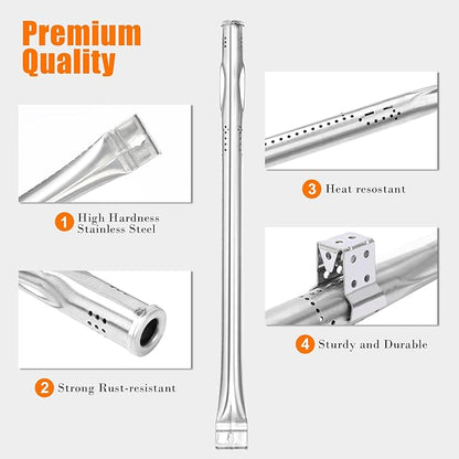 Uniflasy Grill Replacement Parts Kit for Expert Grill 6-Burner 720-0969, 720-0969G, 720-0969GB, 720-0969GA Propane Gas Grill Porcelain Steel Heat Plate Stainless Steel Burners, 6 Packs