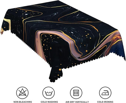 60x120inches Marble Tablecloth Navy Blue Pink Gold Marble Texture Modern Art Table Cloth Washable and Wrinkle Resistant Table Cover for Kitchen Dining Room Buffet Banquet Party Decorations