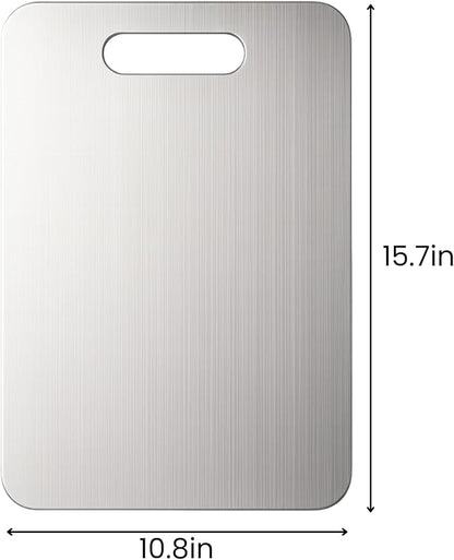 Titanium Cutting Board, 100% Pure Titanium Chopping Board for Kitchen, Hygiene & Durability Double Sided Cutting Board, Non toxic Chopping Board, Dishwasher Safe (15.7“ x 10.8”)