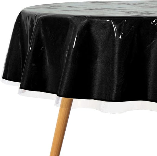 sancua Clear Plastic Table Cover Protector Vinyl Round Tablecloth 60 Inch | Waterproof PVC Rectangle Table Cloth, Oil Spill Proof Wipe Clean, For Dining Tables, Parties & Camping, Crystal Clear