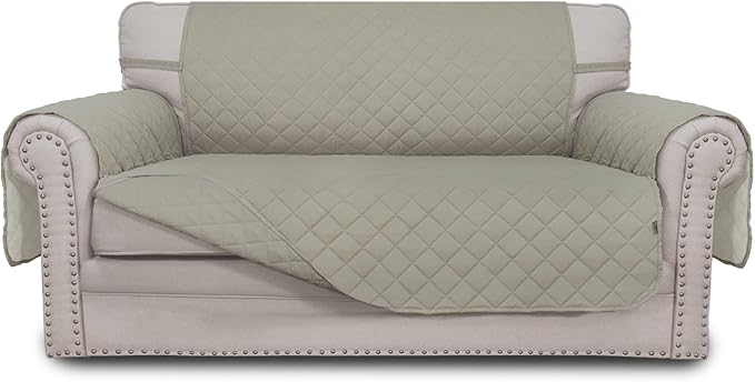 Easy-Going Reversible Loveseat Couch Cover for 2 Cushion Couch Sofa Cover for Dogs Water Resistant Furniture Protector with Foam Sticks Elastic Straps for Pet (Loveseat, Beige/Beige) | Machine Washable Slipcover For Dogs, Water Resistant Furniture Mat ...