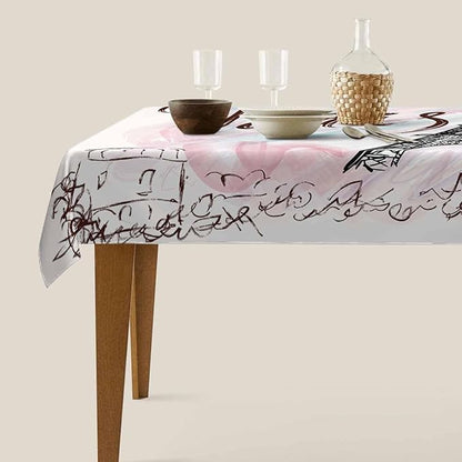 TKS MITLAN Eiffel Tower Tablecloth Decor Pink Paris Romantic Art Painting Table Cloth Dining Room Kitchen Table Cover 60" X 84" Oblong/Rectangle