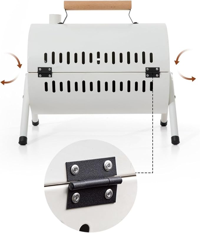BBQ Barbecue Grill, Portable BBQ Charcoal Barbecue Grill, Barbecue Grill for Outdoor Camping Garden Picnic Trip Beach, with Handle,White