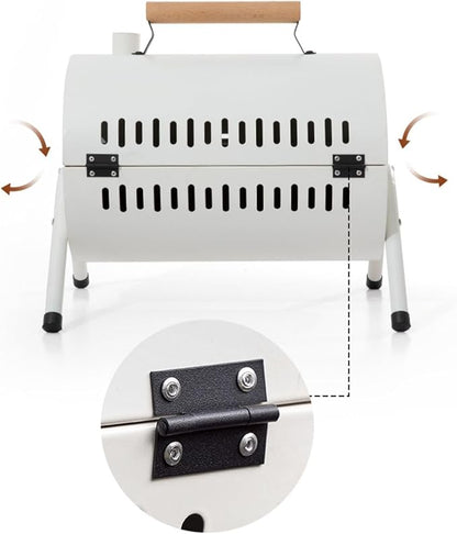 BBQ Barbecue Grill, Portable BBQ Charcoal Barbecue Grill, Barbecue Grill for Outdoor Camping Garden Picnic Trip Beach, with Handle,White