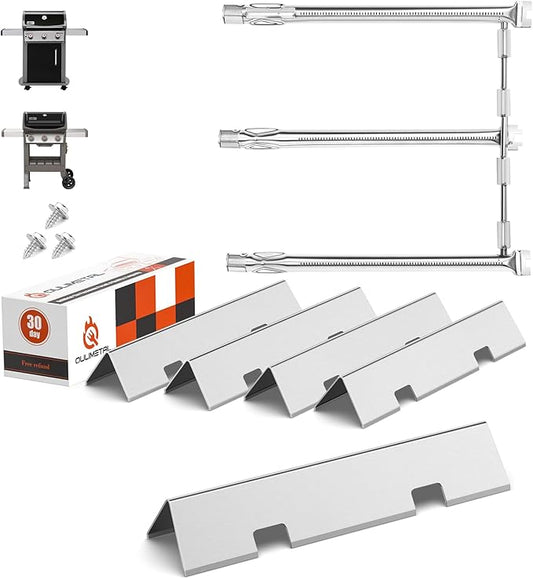 QuliMetal Grill Parts for Spirit 2 e310, 7636 Flavorizer Bars & 69787 Grill Burner for Spirit 300 Series E310 E-330 E330 SP310 SP320 310 Spirit II E-310 2 E-310 GS4 3 Burner Spirit Grill Parts