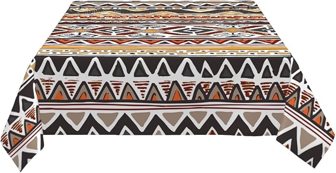 Decorative Rectangle Table Cloths Southwest Aztec Tribal Stripe Boho Brown Tablecloth Table Cover for Dining/BBQ/Picnic/Coffee Table 52 X 70 Inches, Tbcth-012, GSRY-TB-HY0418-00096