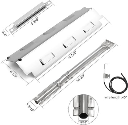 Criditpid Grill Replacement Parts for Charbroil 463230515 463239915 463230513, Stainless Steel Heat Plate Shields, Burner Tubes, Crossover Tube and Ignitors for Char-Broil 463230512 Gas Grills.