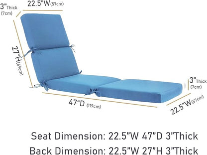 3" Solid Outdoor Lounge Chair Cushion, 74 x 22.5 inch Weather Resistant Chaise Lounge Cushion with 6 Ties for Patio Pool Furniture