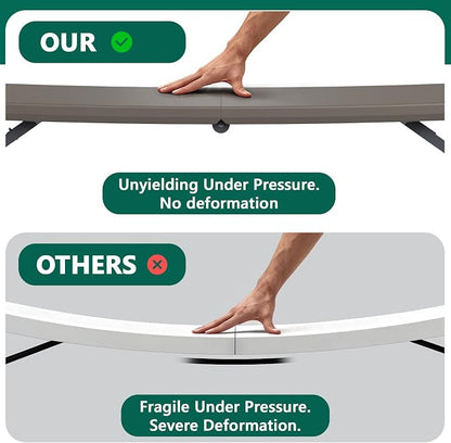 2 Pack Folding Table, 4FT Foldable Picnic Table with Adjustable Height, Heavy Duty Fold-in-Half Portable Table for Weddings, Camping, RV Travel, Parties, BBQs, Easy to Fold and Store, Khaki