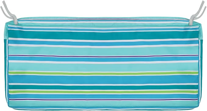 NettyPro Patio Bench Swing Loveseat Cushion Covers, Water Resistant UV Protection Outdoor Furniture Cushion Slipcovers with Zipper, Stripes Turquoise, 48 x 18 x 3 Inch