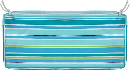 NettyPro Patio Bench Swing Loveseat Cushion Covers, Water Resistant UV Protection Outdoor Furniture Cushion Slipcovers with Zipper, Stripes Turquoise, 48 x 18 x 3 Inch