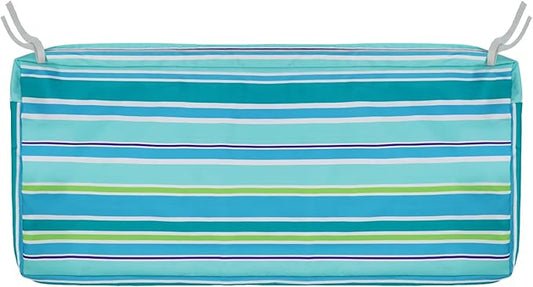 NettyPro Patio Bench Swing Loveseat Cushion Covers, Water Resistant UV Protection Outdoor Furniture Cushion Slipcovers with Zipper, Stripes Turquoise, 48 x 18 x 3 Inch