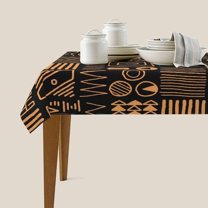 Rectangle Table Cloth,Africa Style Design Ethnic Tribal Art Tablecloths Stain Resistance Water Repellent Washable Table Cover Decor for Home Kitchen Dining Party Patio Indoor and Outdoor 60"x 84"