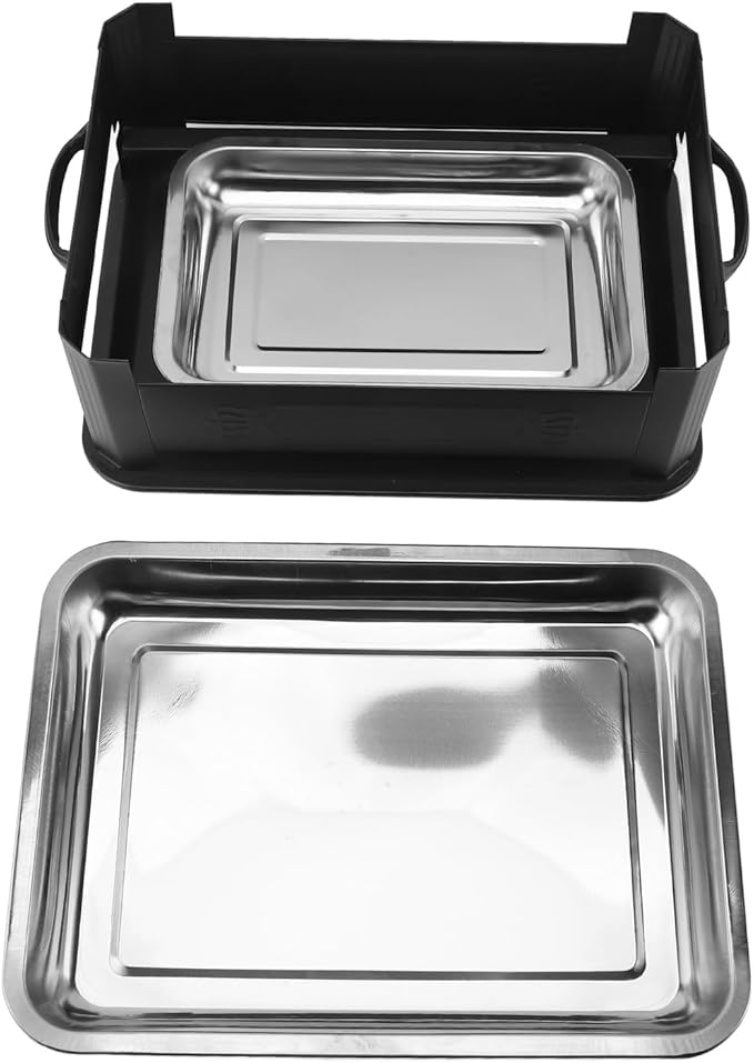 Fish Charcoal Alcohol Stove Stainless Steel Rectangular Grill for Commercial Use 2.2‑4.4lb Fish Pan for Home (Closed Black)