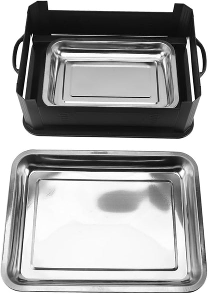 Fish Charcoal Alcohol Stove Stainless Steel Rectangular Grill for Commercial Use 2.2‑4.4lb Fish Pan for Home (Closed Black)