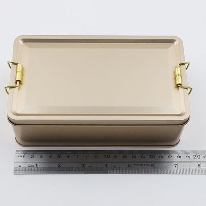 2 Pcs Metal Tin Lunch Storage Box, Tinplate Rose Gold Containers with Lid Buckle Latch for Outdoor, Picnic, Home (7.28"×4.13"×2.56", Rose Gold)