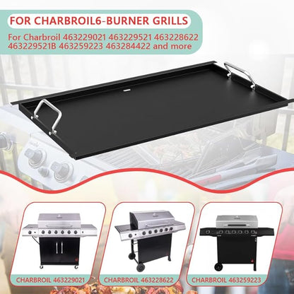 463228622 Full Size Griddle Insert for Charbroil Performance 6 Burner 463229021 463284422 463229521 463259223,Carbon Steel Flat Top Griddle Plate for Charbroil 463229521B G426-0005-W1, 29.5''L x 17'W