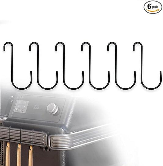 6 Pcs Grill Hooks for Traeger,Black Hooks Compatible with Traeger Grill,Metal Grill Hooks Compatible with Traeger 2022 Timberline and Timberline XL,2023 Ironwood and Ironwood XL,Flatrock