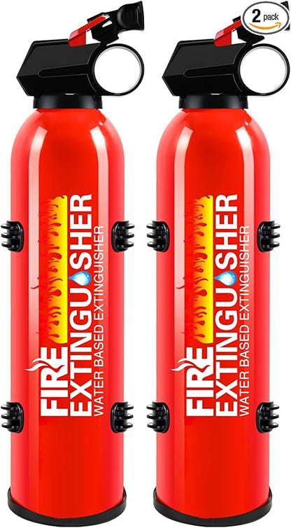 Fire Extinguishers with Mount Bracket - 2 Packs Small Portable Fire Extinguisher for Home, Kitchen, Car, Boat, RV, Vehicle - 620ml Water-Based Fire Extinguisher for Class A, B, C, K Fire