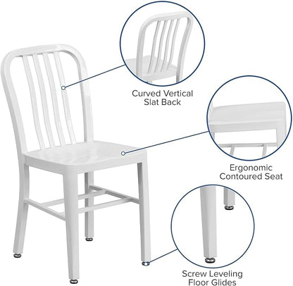 Flash Furniture Commercial Grade White Metal Indoor-Outdoor Chair