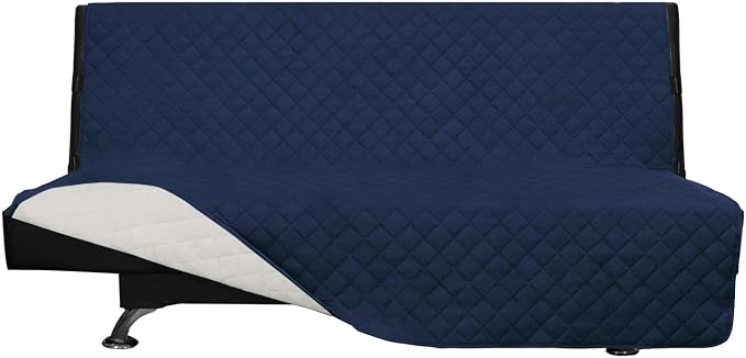 Easy-Going Reversible Couch Cover, Large Futon Sofa, Navy/Ivory | Machine Washable Slipcover For Dogs, Water Resistant Furniture Mat For Living Room, Non-Slip Sofa Cover, Pet Friendly