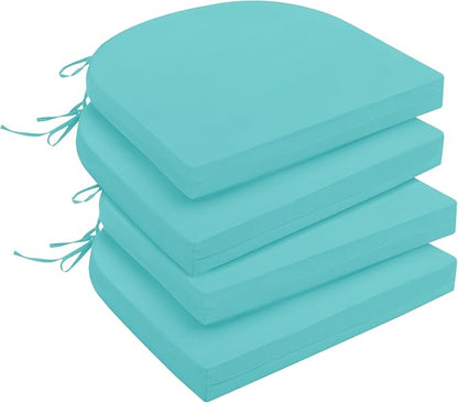downluxe Outdoor Chair Cushions Set of 4 for Patio Furniture, Water-Resistant Patio Chair Cushions with Ties, High Density Foam Outdoor Seat Cushion, 17" X 16" X 2", Teal