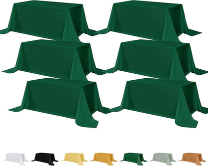 Fitable 6 Pack Tablecloths for Rectangle Table, 90 x 132 Inch, Hunter Green | Wrinkle & Stain Resistant, Washable Polyester Fabric Cloth Cover, For Wedding Party Banquet Formal Events Christmas