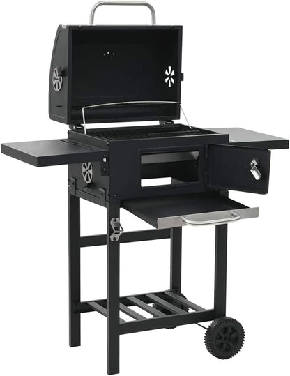Gecheer Charcoal-Fueled BBQ Grill with Bottom Shelf Black for Patio Backyard Garden Camping Bonfire