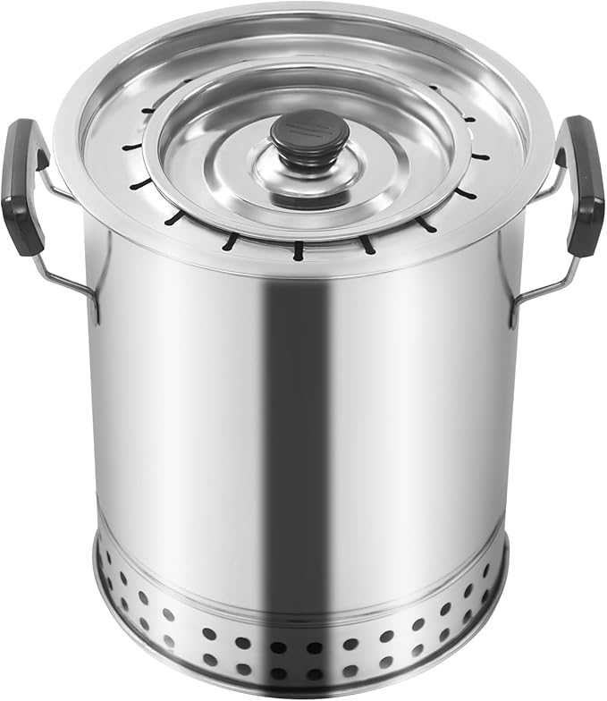 Portable Smokeless Barbecue Grill, Stainless Steel Charcoal Kebab Grill, Large Capacity 360° All-Round Roasting, Hanging BBQ Stove for Camping, Picnic, Backyard, Outdoor Cooking,Diameter 10.2 inch