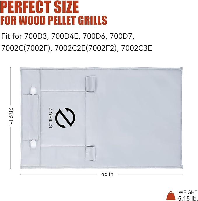 Z GRILLS Thermal Insulation Blanket Fire-Resistant 3-Layer Construction for Enhanced Temperature Preservation, Pellet Savings, Snow Resistance and Waterproof - Ideal for Outdoor Grilling